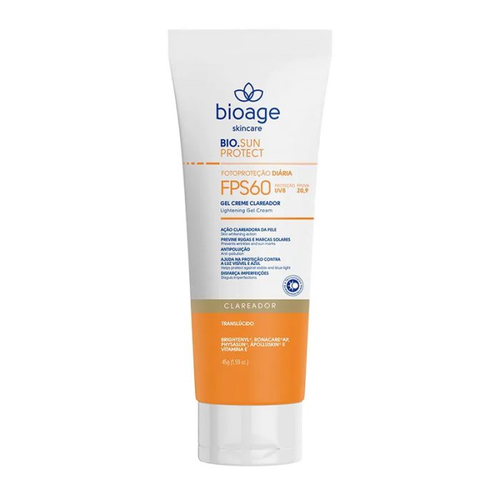 protetor solar clareador bioage translucido biosun protect