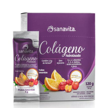 Colágeno Hidrolisado 84g Sanavita frutas sticks Colágeno Verisol sanavita
