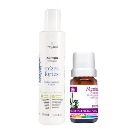 kit xampu raizes fortes mais oleo de menta piperita